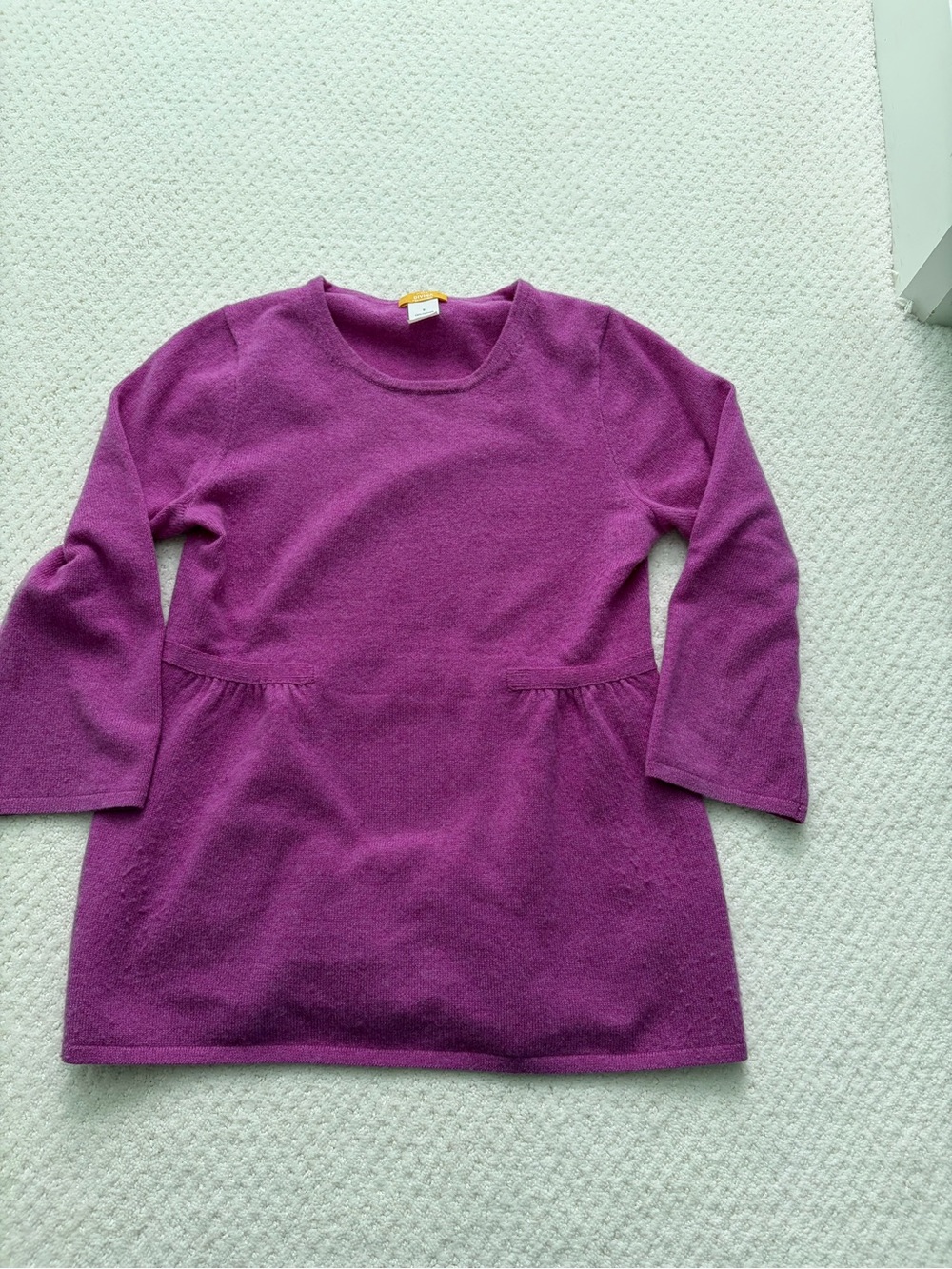 J. Crew Women’s Divina Magenta Femme Peplum Empire 100% Cashmere Sweater Small